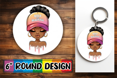 Whimsical Round Design Ornaments PNG, Black Woman Product Image 1