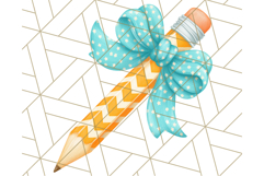 Chubby Pencil With Bows PNG Clipart, Cute School Supply Png Product Image 2