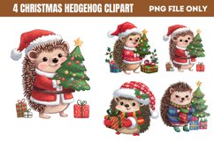 Christmas Hedgehog Clipart PNG Product Image 1