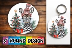 Holiday Cute Animals Sublimation Round Design Keychain Product Image 1