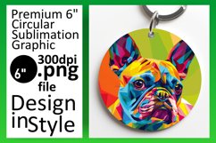 Unique Abstract Dog Round Design Keychain Sublimation Product Image 1