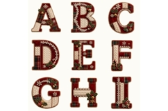 Christmas Patchwork Alphabet PNG, Plaid Fabric Letter Product Image 3