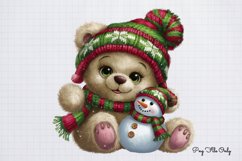 Christmas Teddy Bear Sublimation Clipart PNG Product Image 1