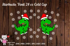 Dinosaur christmas svg, Full Wrap Venti Cold Cup 24 oz Product Image 3