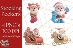 Christmas Stockings & Sleighs Clipart PNG Cute Holiday Product Image 1
