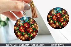 Flower Keychain Sublimation - Spring Keychain PNG Design Product Image 1