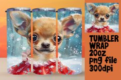 Winter Santa Dog Tumbler Wrap Sublimation 20oz Product Image 1