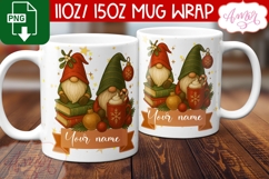 Cute Christmas mug wrap PNG, Christmas gnome mug template Product Image 3