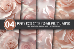 Dusty Rose Satin Floral Digital Paper Product Image 1