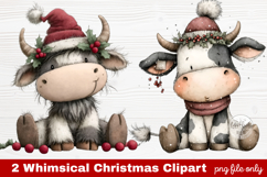 2 Whimsical Christmas Clipart | Cute Holiday PNG Set Product Image 1