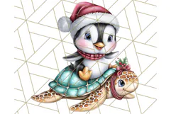 Christmas Penguins The Beach Clipart PNG, Tropical Holiday Product Image 2