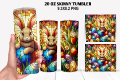Bunny Skinny Tumbler 20oz Wrap Design, Easter Tumbler PNG Product Image 1