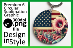 Vibrant Round Design Keychain Template , USA Flag Product Image 1