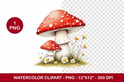spring png watercolor clipart - mushroom Product Image 1