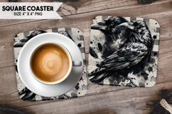 Crow, Birds &amp; Others, Buffalo Plaid Square Coaster PNG Product Image 1