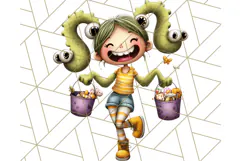 Monster Kids Clipart PNG, Cute Halloween Costume Art Product Image 2