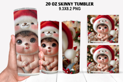 Bear Skinny Tumbler 20oz Wrap Design, Christmas Tumbler Product Image 1