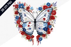 Butterfly And Floral Heart - 4Th Of July Sublimation Design Product Image 1