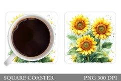 Sunflowers Coaster Sublimation. Sunflowers Square Coaster Product Image 1