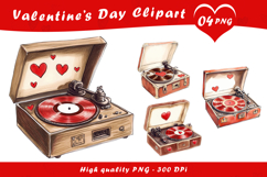 Vintage Love Record Player Clipart PNG Product Image 1