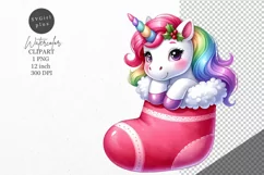 Christmas clipart, Unicorn clipart, Winter clipart Product Image 1