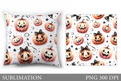 Cute Pumpkin Pillow Design. Cute Halloween Sublimation Product Image 1