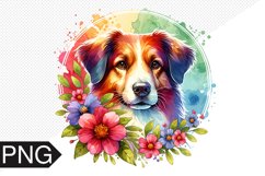 Dog Flowers Sublimation - Dog Clipart PNG Design Product Image 1
