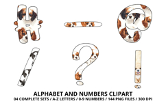 Cute Puppies Alphabet PNG, watercolor Letters &amp; Numbers Product Image 6