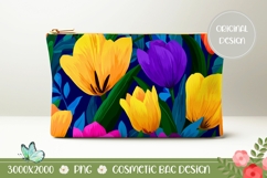 Tulips Cosmetic Bag PNG, Flowers Cosmetic Bag Template Product Image 1