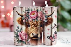 Highland Cow Florals 20oz Tumbler Wrap Sublimation Product Image 1