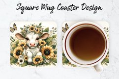 Sunflower CowMug coaster | Coaster | Sublimation Design Product Image 1