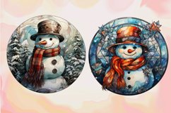 Snowman stained glass ,Christmas Clipart Product Image 2