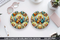 Angels Car Coaster Sublimation| Christmas Coaster PNG Product Image 1