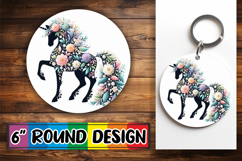 Sweet Circle Keychain Design PNG, Flower Animals Product Image 1