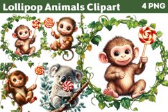Lollipop Animals Clipart PNG Product Image 1