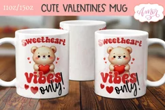 Cute Valentines Mug Wrap PNG, Sweetheart vibes only mug png Product Image 2