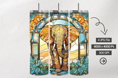 Elephant Stained Glass Square Coaster - 04 Variations Product Image 1