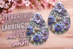 Embroidered Blossom Delight - Teardrop Earring Sublimation Product Image 1
