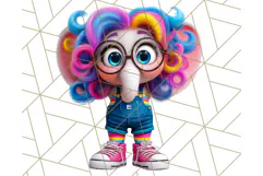 Funky Safari Animals PNG Clipart With Rainbow Hair, Cute Png Product Image 2
