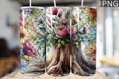 Watercolor Flower Wooden Stump Tumbler - High Quality 3Dpi Product Image 1