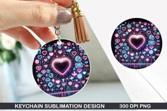 Heart Love Keychain Sublimation - Valentine Keychain PNG Product Image 1