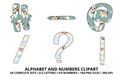 Cute Puppies Alphabet PNG, Watercolor Letters &amp; Numbers Product Image 6