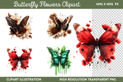 Butterfly Flowers Sublimation PNG Product Image 1