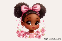 Cute Black Girl with Flower Clipart Bundle PNG Product Image 13