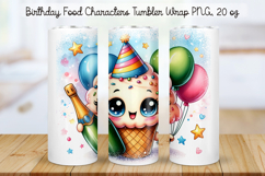 Birthday Food Character Tumbler Wrap PNG 20 oz Product Image 1