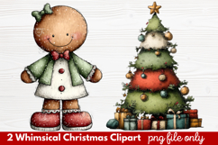 2 Whimsical Christmas Clipart | Cute Holiday PNG Set Product Image 1