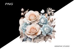 Blue and Rose gold FlowersPNG, Bouquet PNG Product Image 1
