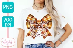 Thanksgiving shirt sublimation PNG | Thankful coquette bow Product Image 1