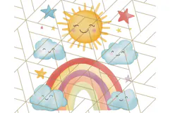 Watercolor Dinosaur and Rainbow PNG Clipart, Baby Nursery Product Image 2