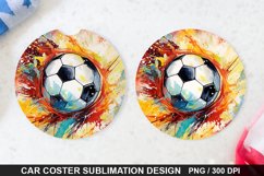 Soccer Ball Car Coaster - Coaster Sublimation Design Product Image 1
